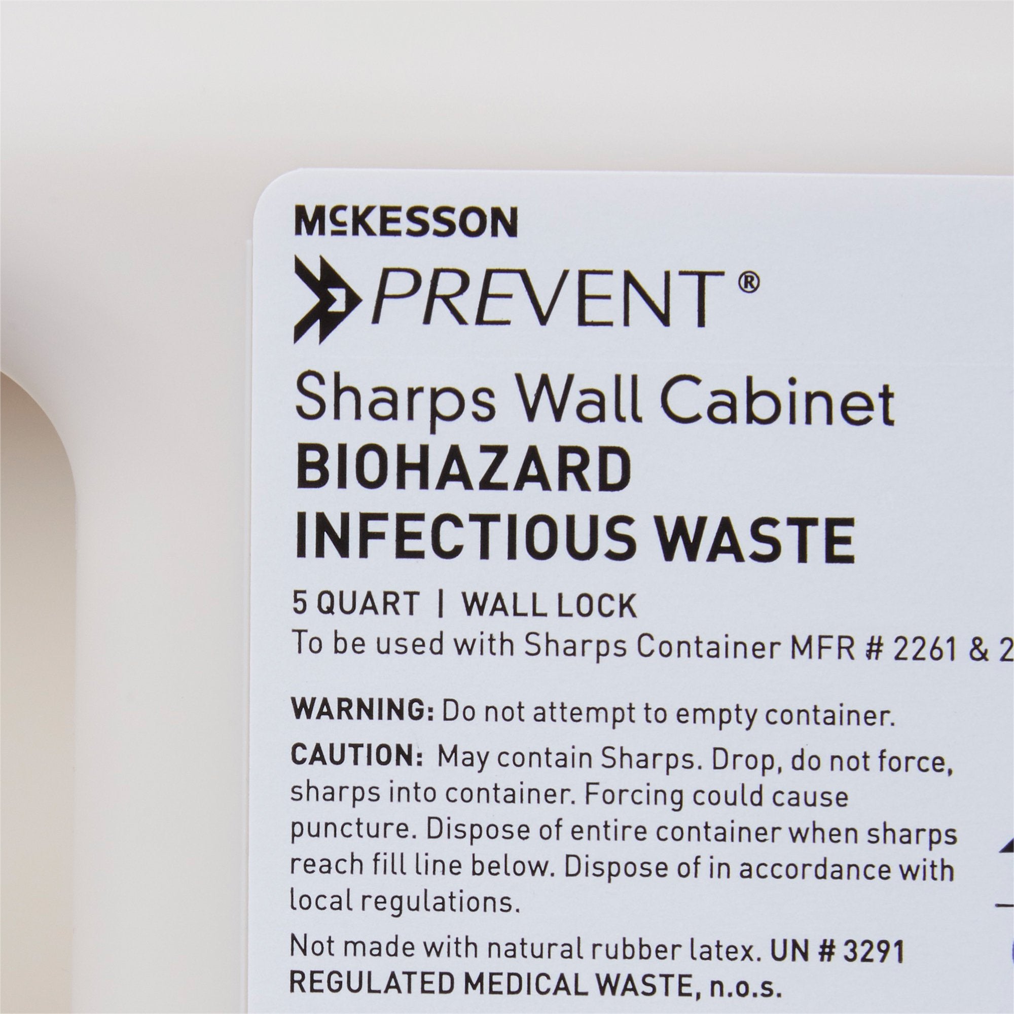 Sharps Container Cabinet / Wall Enclosure McKesson Prevent High Impact Polystyrene Wall Mount Locking