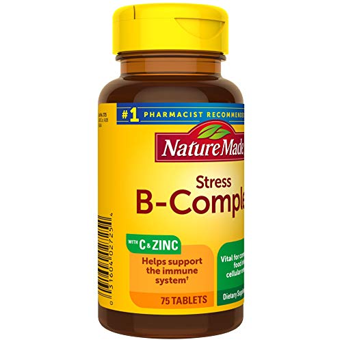 Nature Made Stress B Complex with Vitamin C and Zinc, Dietary Supplement for Immune Support, 75 Tablets, 75 Day Supply