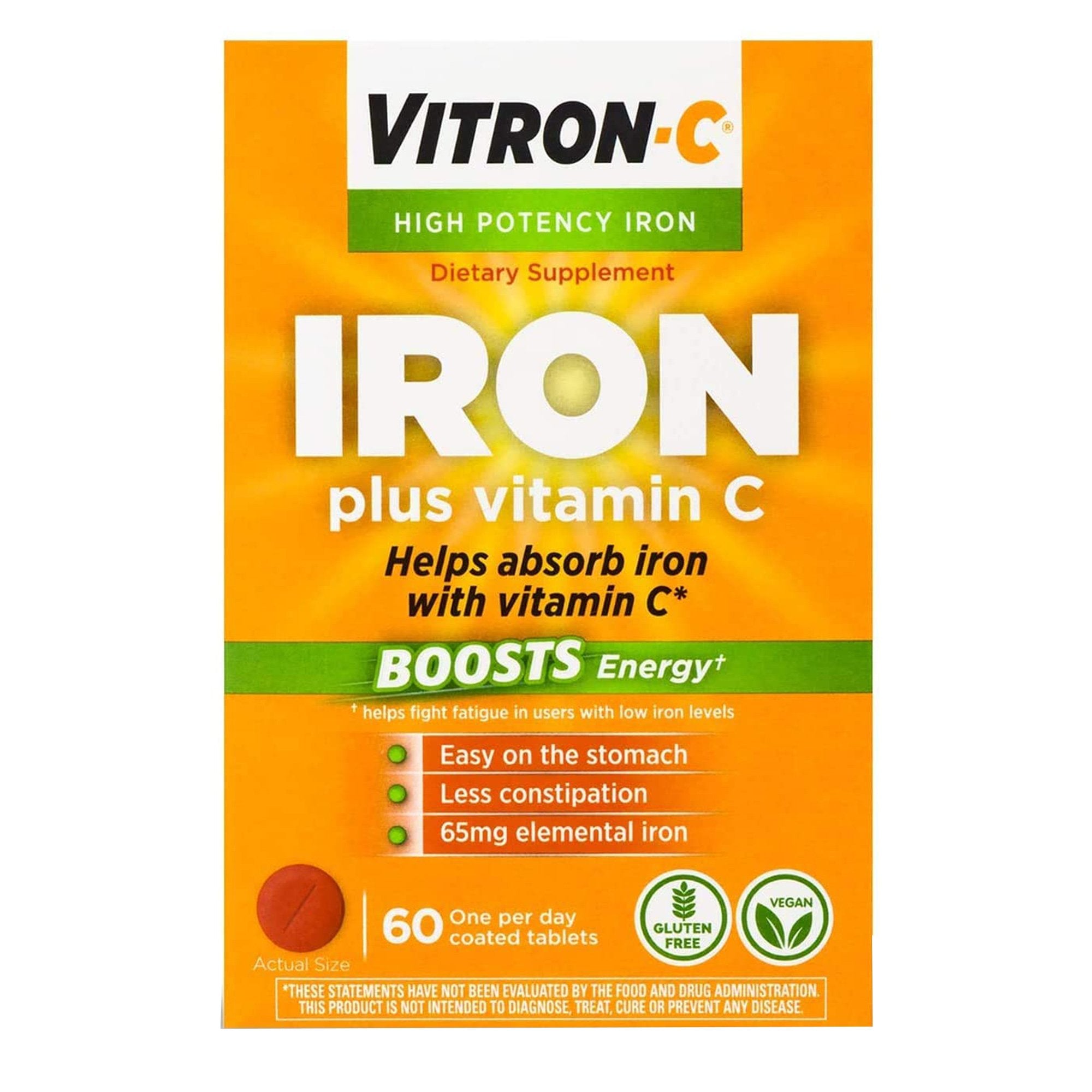 Multivitamin Supplement Vitron-C Ascorbic Acid / Iron 125 mg - 65 mg Strength Tablet 60 per Bottle