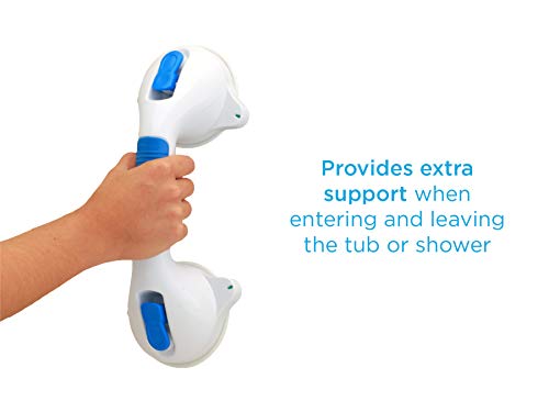 NOVA Medical Products Suction Grab Bar, Easy On and Off, Support and Assist Rail for Bath or Shower, 12 Length Grab Bar, White