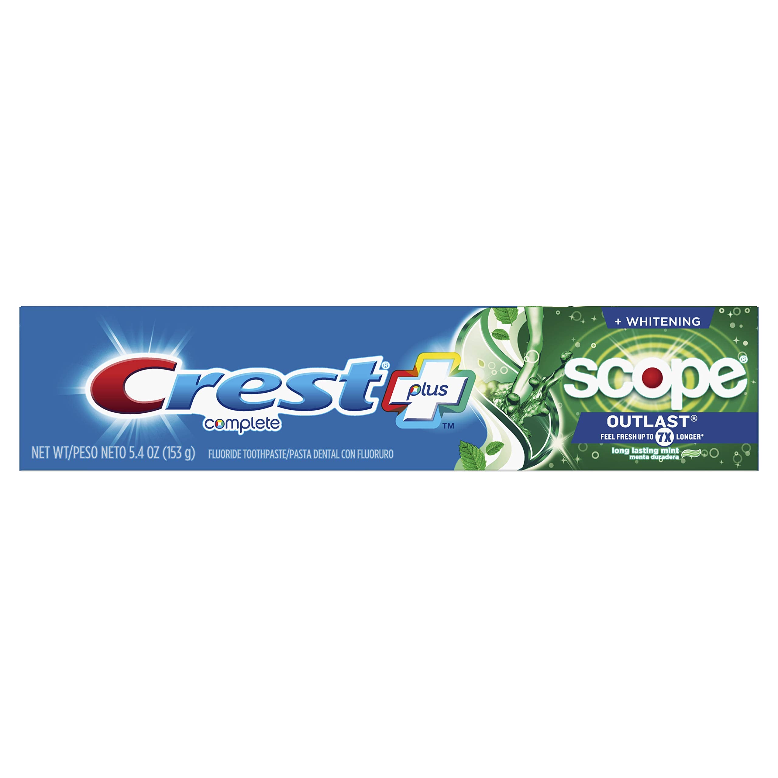 Crest + Scope Outlast Complete Whitening Toothpaste, Mint, 5.4 oz