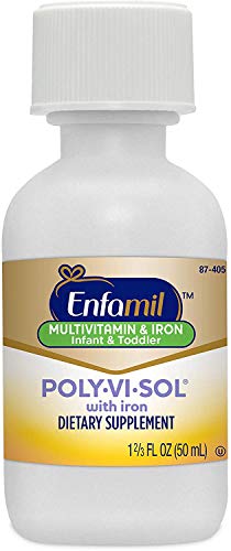 Enfamil Prenatals & Baby Vitamin Poly-Vi-Sol with Iron Multivitamin Supplement Drops for Infants and Toddlers, 50 mL dropper bottle, (Pack of 2)