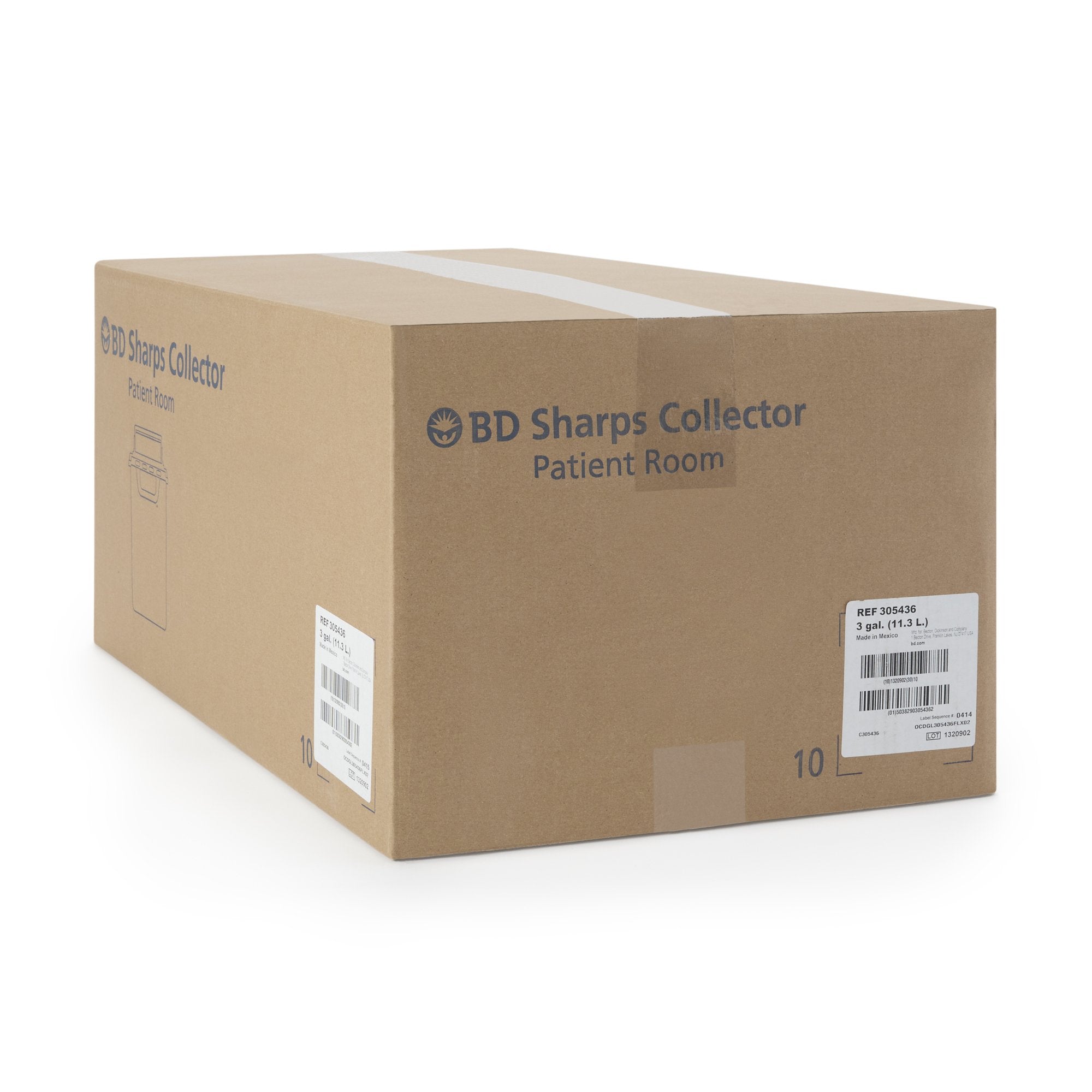 Sharps Container BD Red Base 16-3/5 H X 10-7/10 W X 6 D Inch Horizontal Entry 3 Gallon