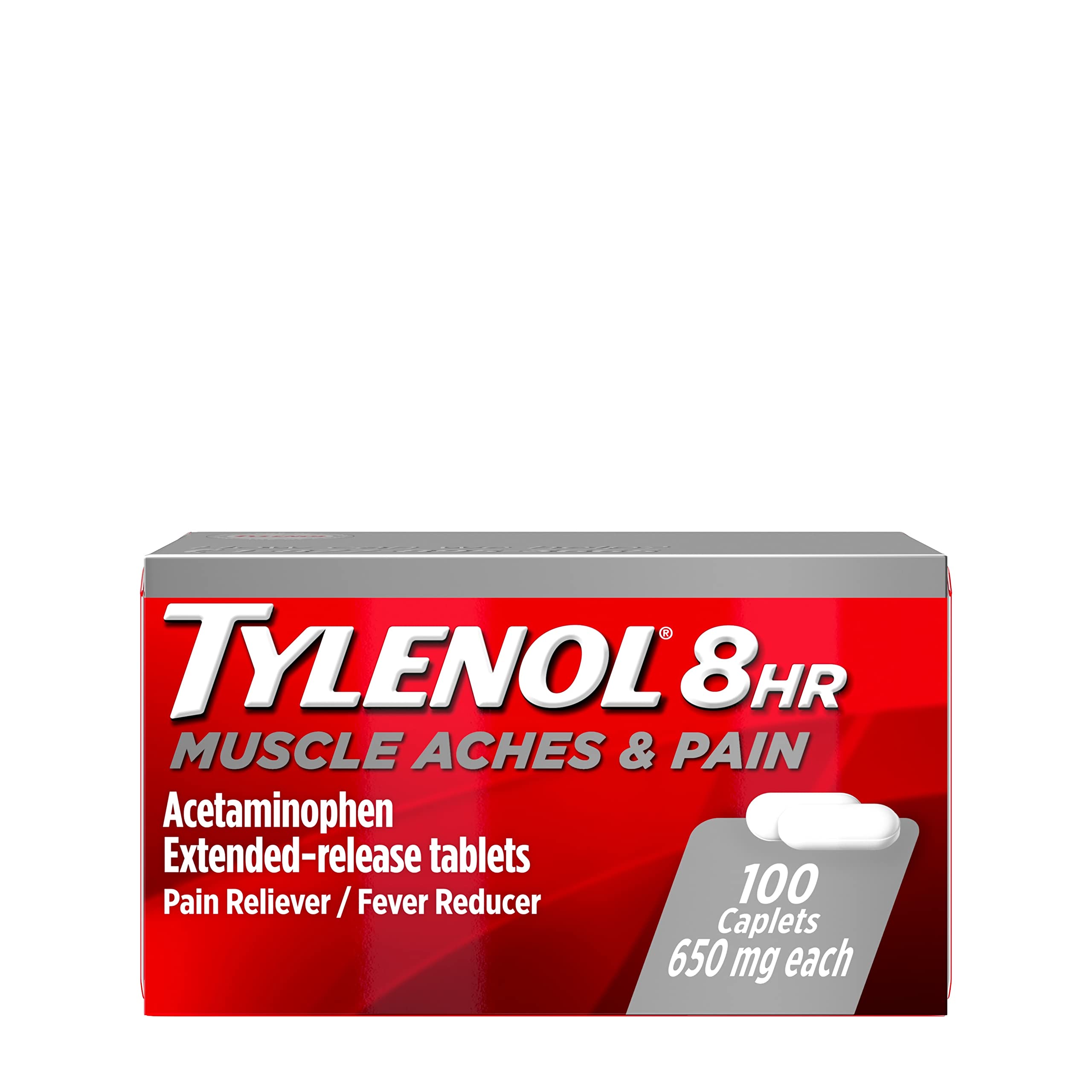 Tylenol 8 Hour Muscle Aches & Pain Acetaminophen Tablets for Muscle & Back Pain, 100 Count