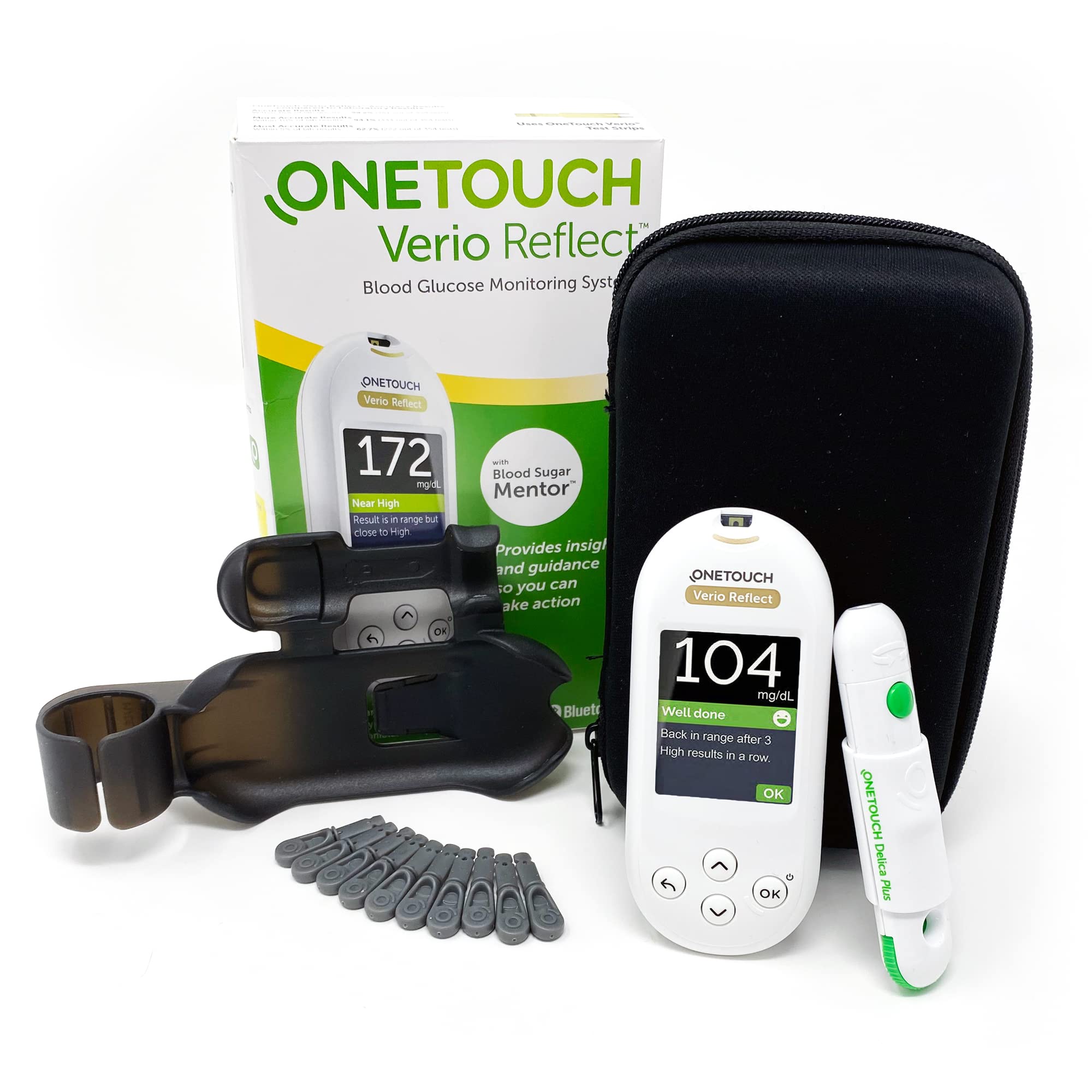 Includes Blood Glucose Monitor, Lancing Device, 10 Sterile Lancets, and Carrying Case