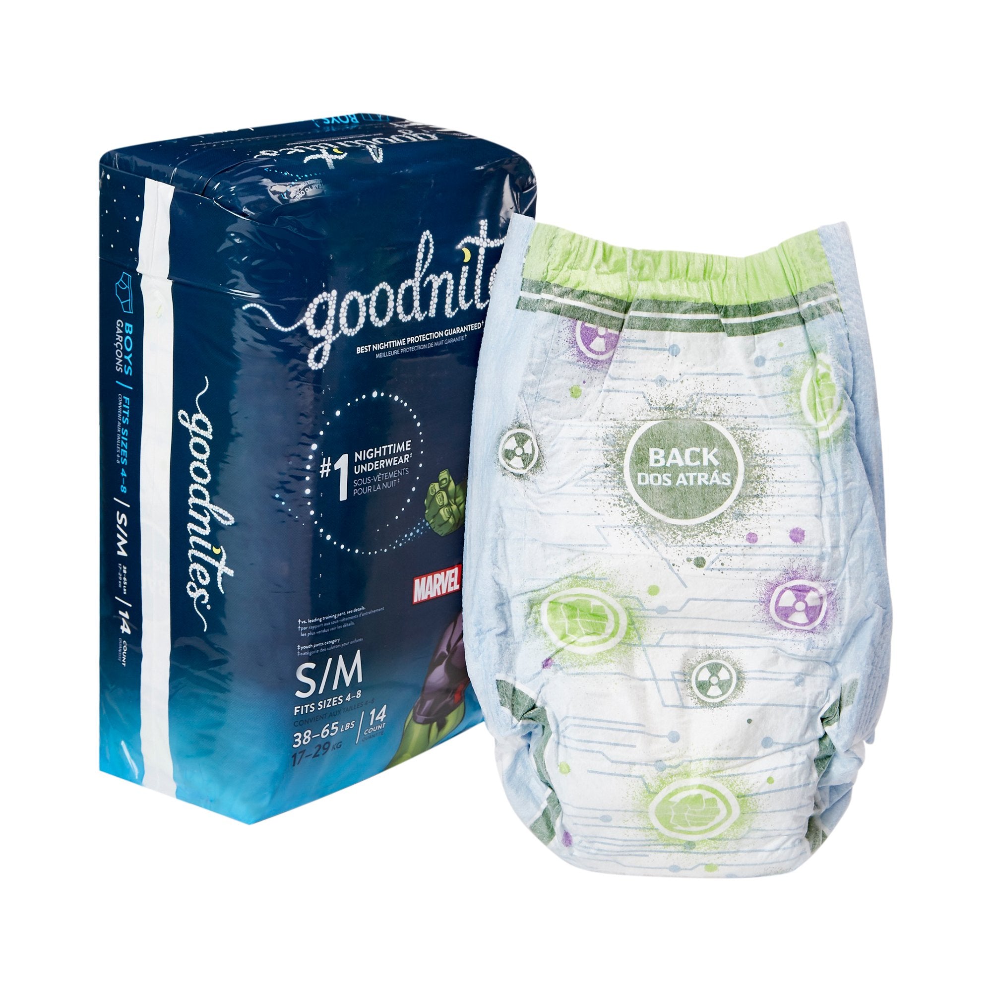 Male Youth Absorbent Underwear GoodNites Pull On with Tear Away Seams Small / Medium Disposable Heavy Absorbency