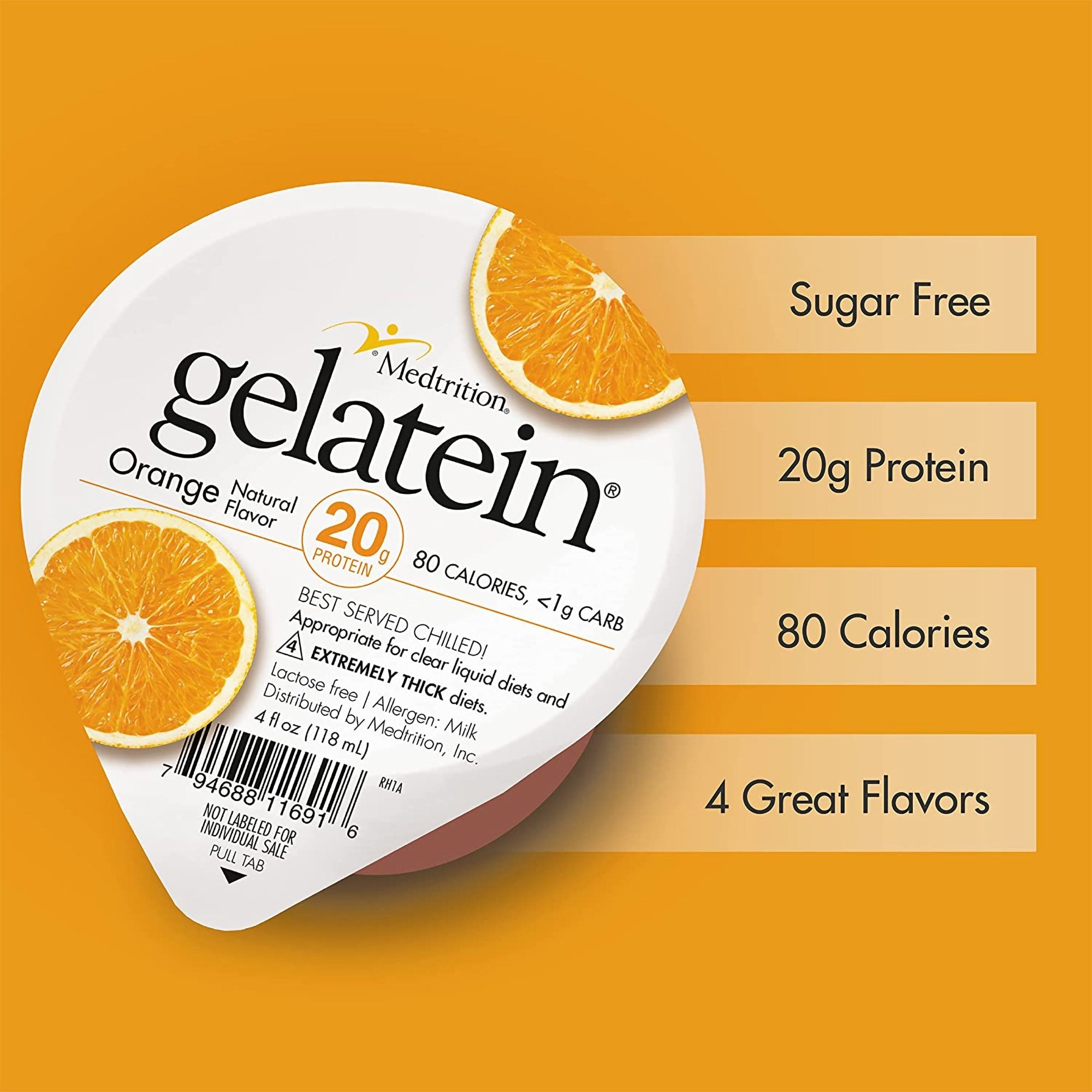 Oral Supplement Gelatein Orange Flavor Gel 4 oz. Cup