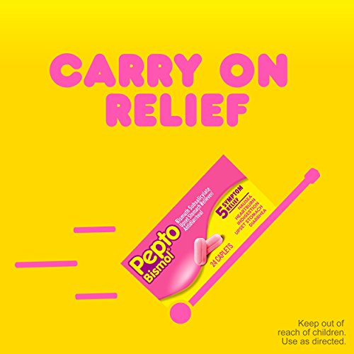 Pepto Bismol Caplets, 24 Count, for Relief of Gas, Anti Diarrhea, Heartburn, Nausea, Upset Stomach, and Indigestion