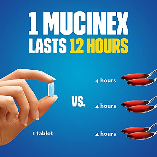 Mucinex 12 Hour Extended Release Tablets -Guaifenesin Relieves Chest Congestion Caused by Excess Mucus (#1 Doctor Recommended OTC expectorant), 100 Count (Pack of 1)
