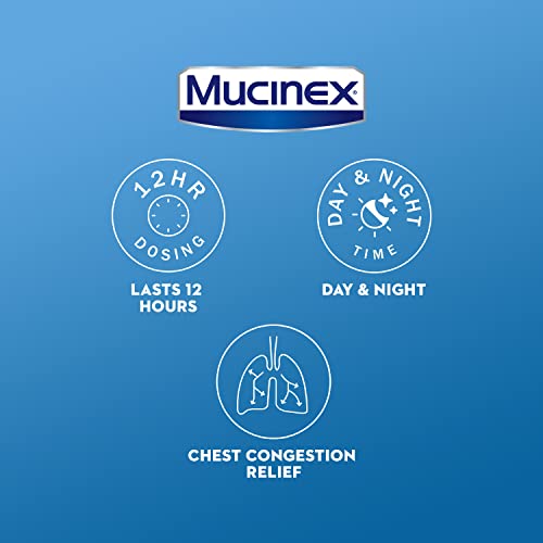 Chest Congestion, Mucinex 12 Hour Extended Release Tablets, 500 count bottle, 600 mg Guaifenesin Relieves Chest Congestion Caused by Excess Mucus, #1 Doctor Recommended OTC expectorant