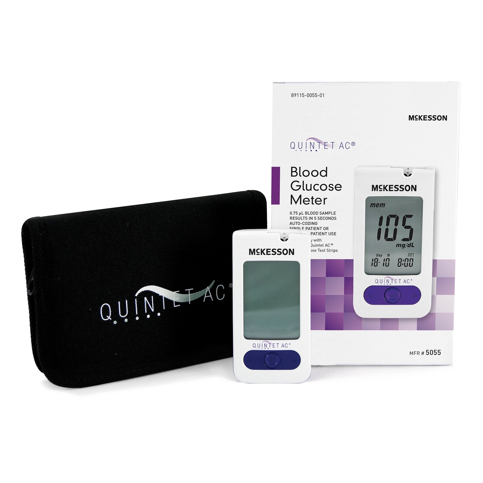 Blood Glucose Meter QUINTET AC 5 Second Results Stores up to 500 Results No Coding Required