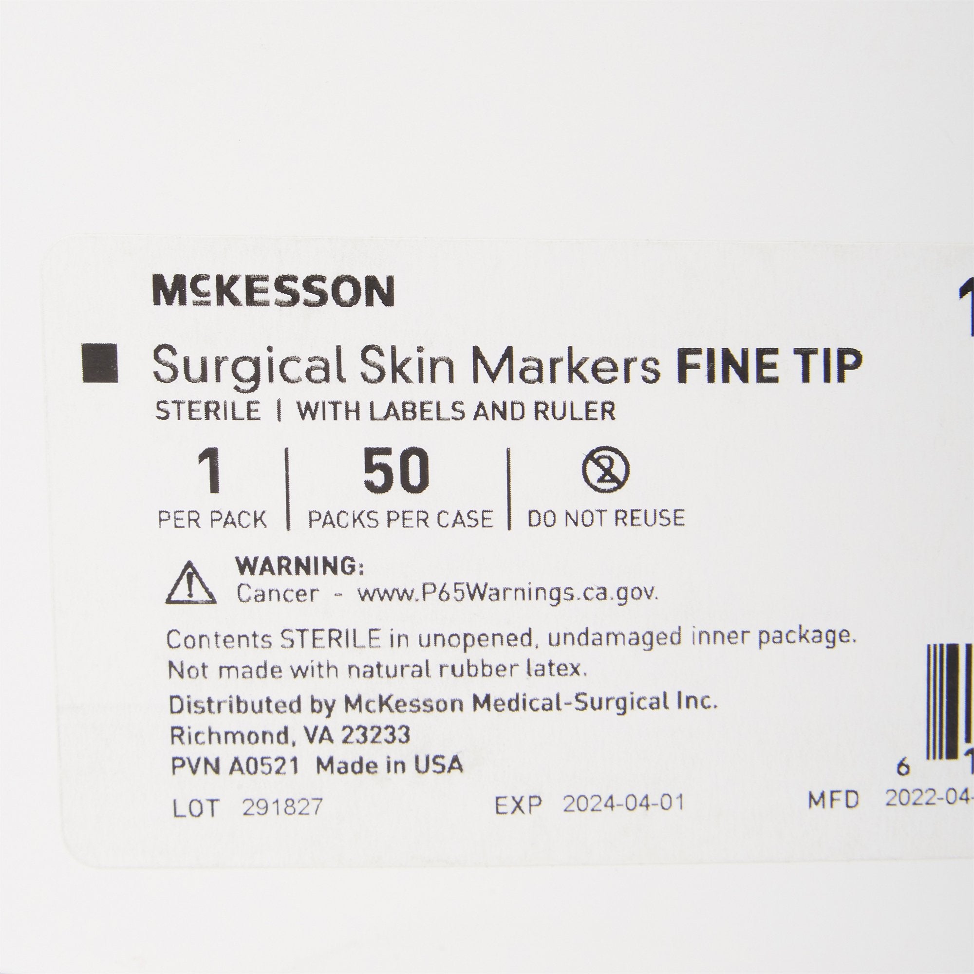 Surgical Skin Marker with Label McKesson Gentian Violet Fine Tip Ruler Sterile