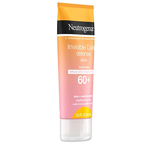 Neutrogena Invisible Daily Defense Sunscreen Lotion, Broad Spectrum SPF 60+, Oxybenzone-Free & Water-Resistant, Sun or Environmental Aggressor Protection, Antioxidant Complex, 3 Fl Oz, 3 Count