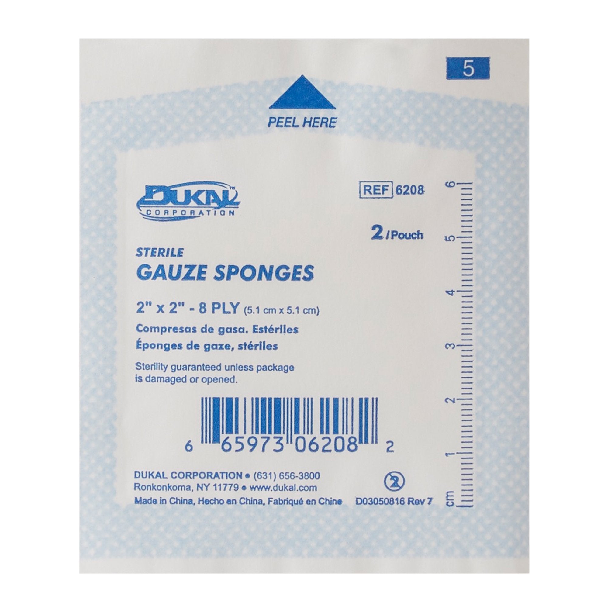 Gauze Sponge Dukal Cotton 8-Ply 2 X 2 Inch Square Sterile