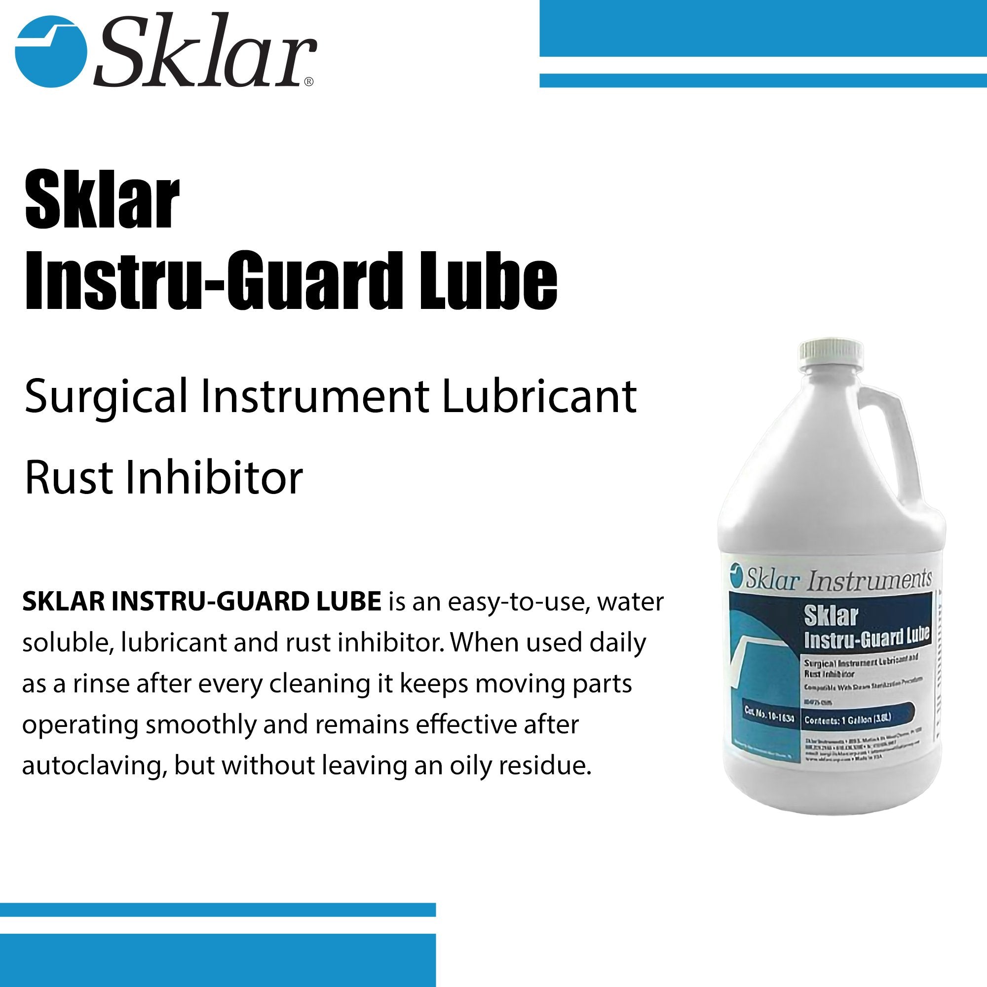 Instrument Lubricant Sklar Instru-Guard Lube Liquid Concentrate 1 gal. Jug Mild Scent