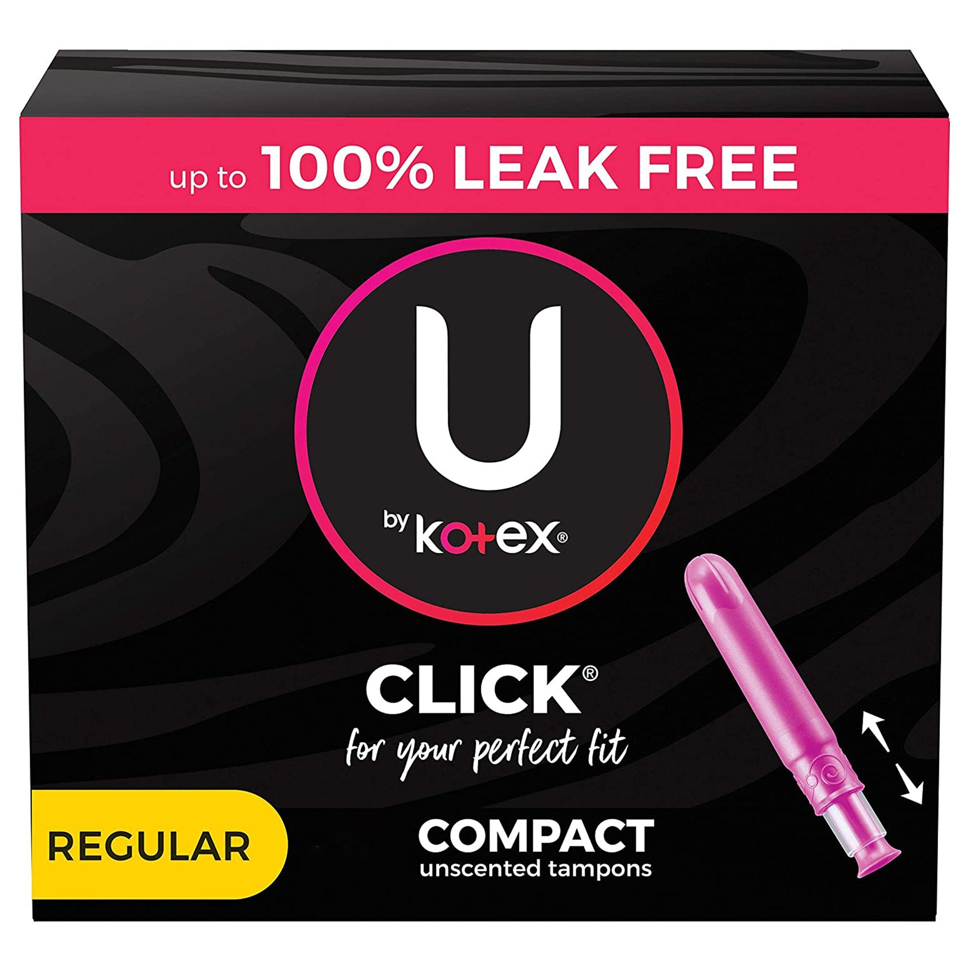 Tampon U by Kotex Click Regular Absorbency Plastic Applicator Individually Wrapped