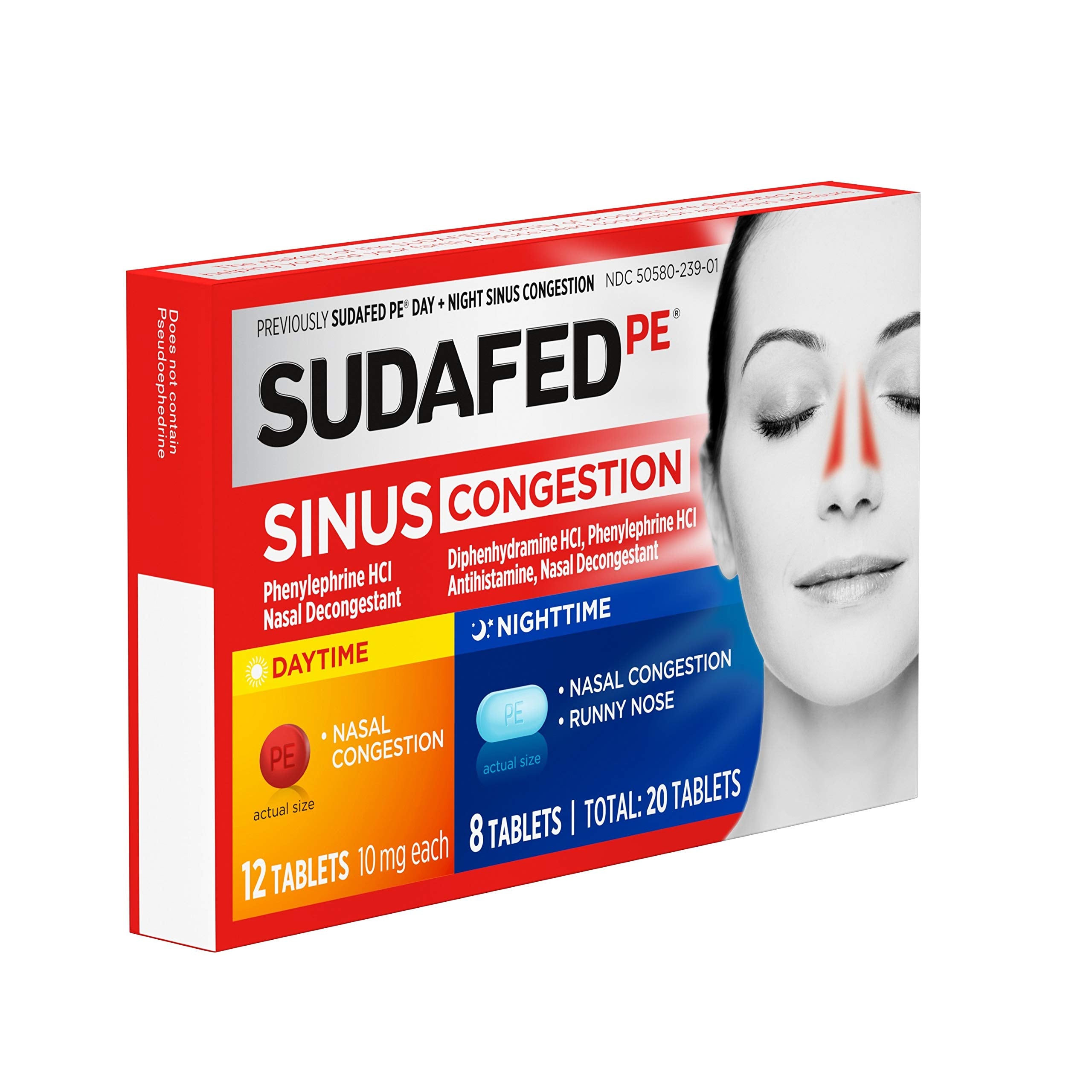 Sudafed PE Day and Night Sinus Pressure & Congestion Tablets, 20 Count
