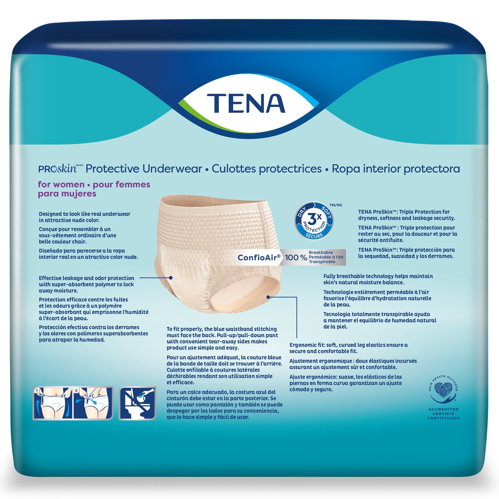 Female Adult Absorbent Underwear TENA ProSkin Protective Pull On with Tear Away Seams Small / Medium Disposable Moderate Absorbency