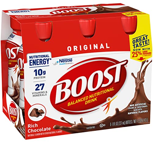 BOOST Original Balanced Nutritional Drink, Rich Chocolate, Nutritional Energy with Protein & Vitamins & Minerals, 6-8 fl oz Bottles/Pack (Pack of 4)