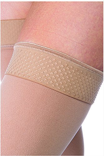 JOBST Relief 20-30 mmHg Compression Socks, Thigh High with Silicone Band, Beige, Large