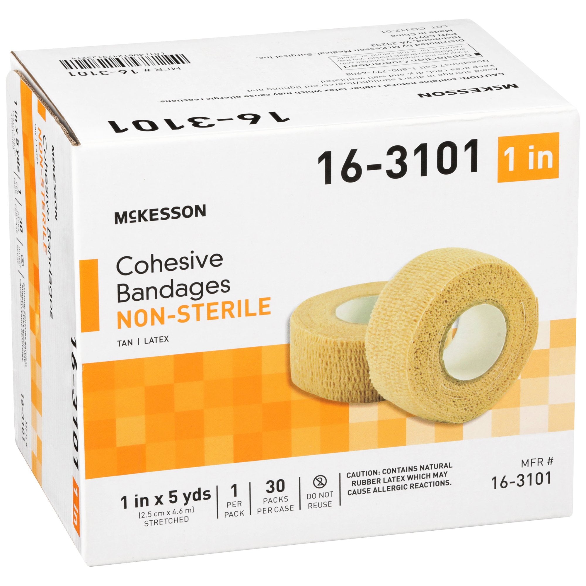 Cohesive Bandage McKesson 1 Inch X 5 Yard Standard Compression Self-adherent Closure Tan NonSterile