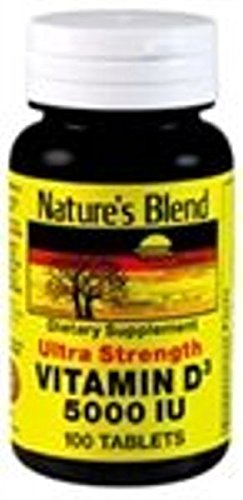 Nature?s Blend Vitamin D3, 5000 IU 100 Tablets