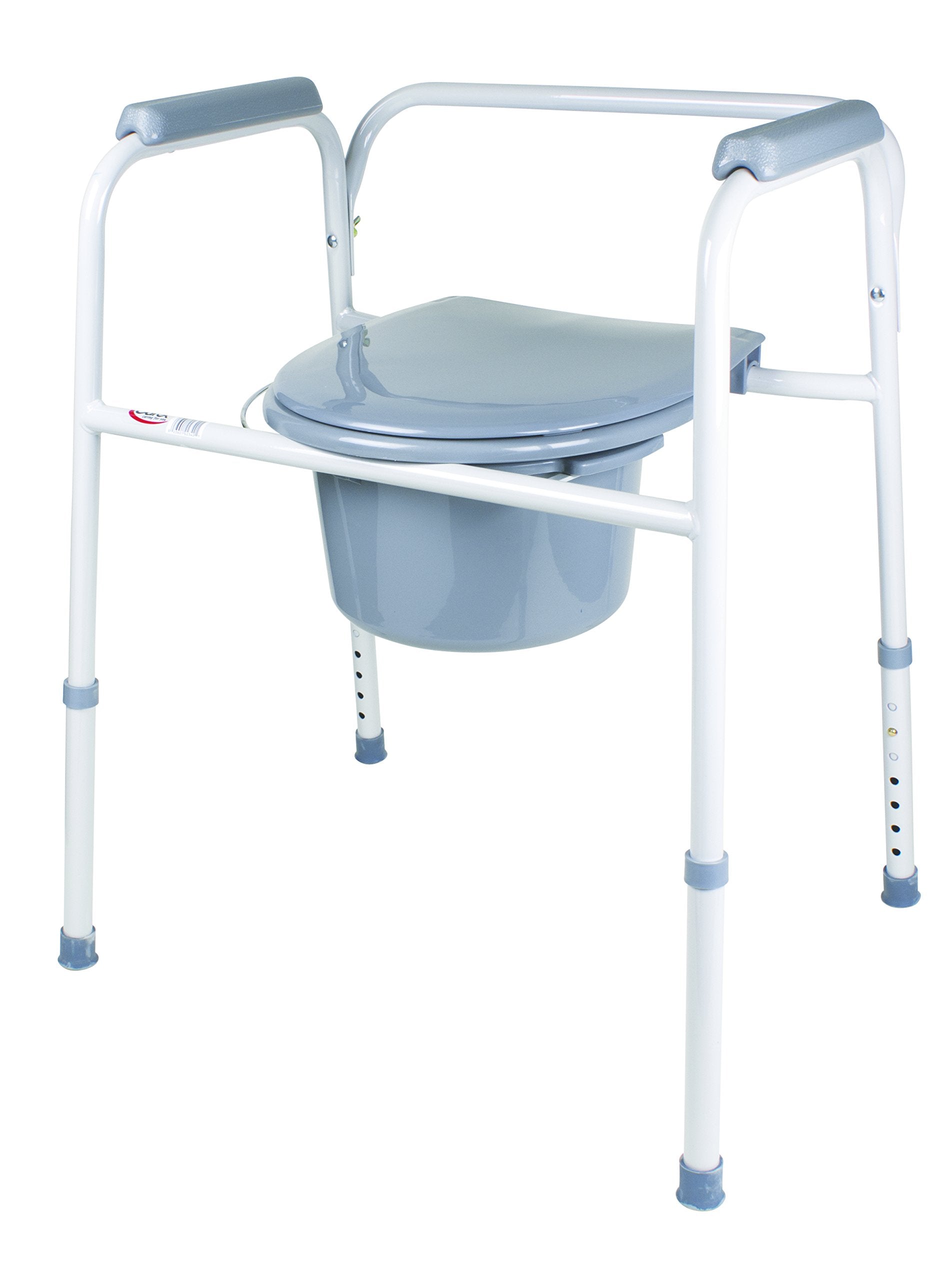 Carex Steel Commode Chair - Portable Bathroom Toilet for Elderly, Handicap, and Beside Toilet Users - 3 in 1 Commode Chair