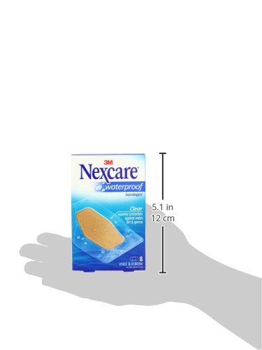 Nexcare Waterproof Clear Bandages for Knee and Elbow, Dirtproof, Germproof, 8-Count Packages (Pack of 6)