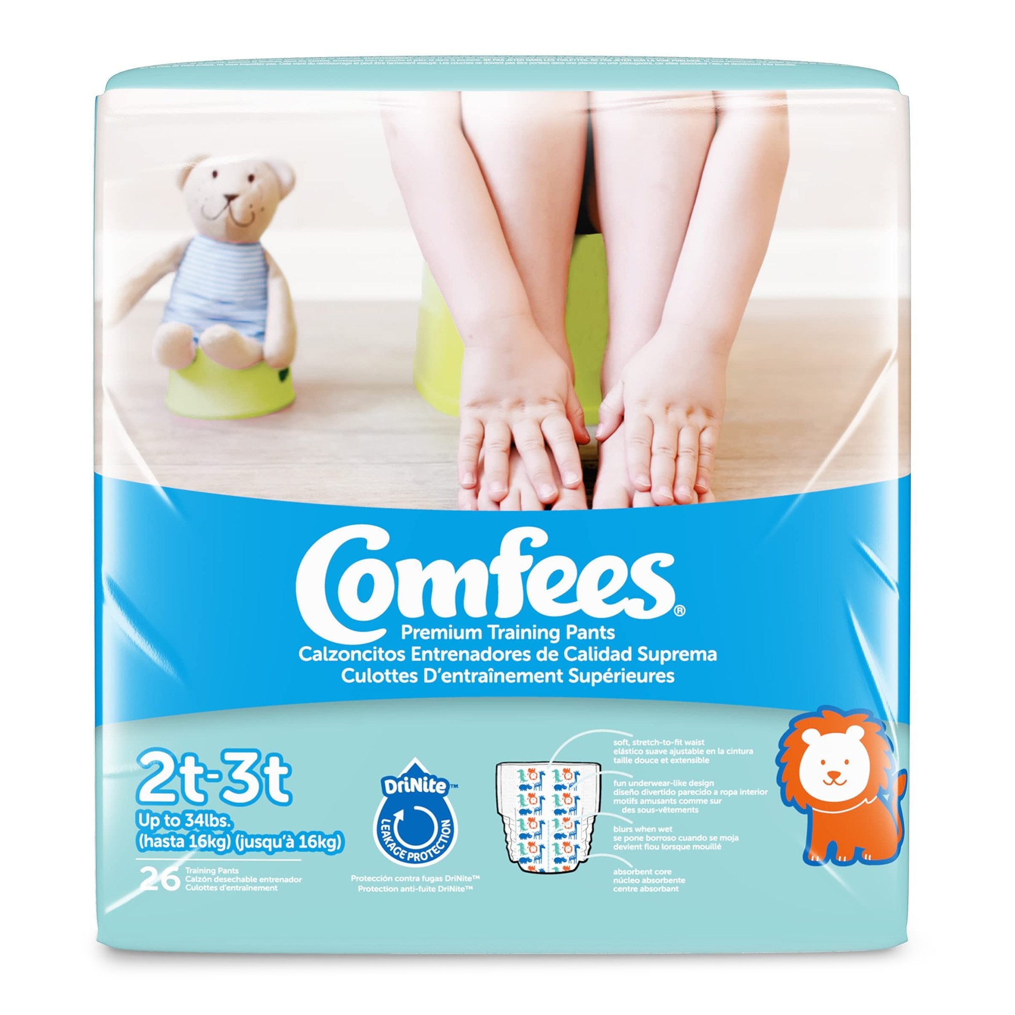 Male Toddler Training Pants Comfees Pull On with Tear Away Seams Size 2T to 3T Disposable Moderate Absorbency