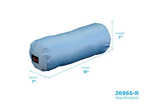 NOVA Round Roll Pillow for Neck, Back & Under Leg, Travel Cervical Bolster Pillow, Sky Blue Satin Cover is Removable & Washable