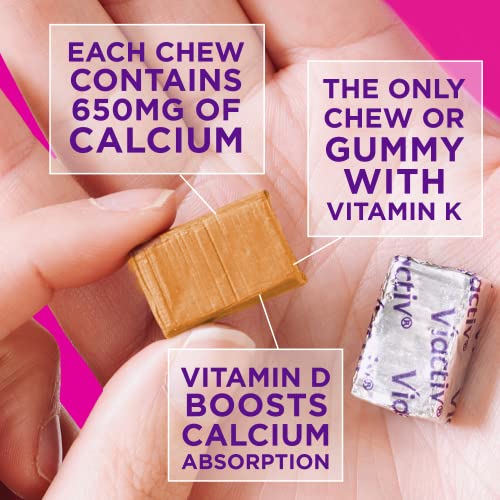 Viactiv Calcium +Vitamin D3 Supplement Soft Chews, Caramel, 60 Chews - Calcium Dietary Supplement for Bone Health