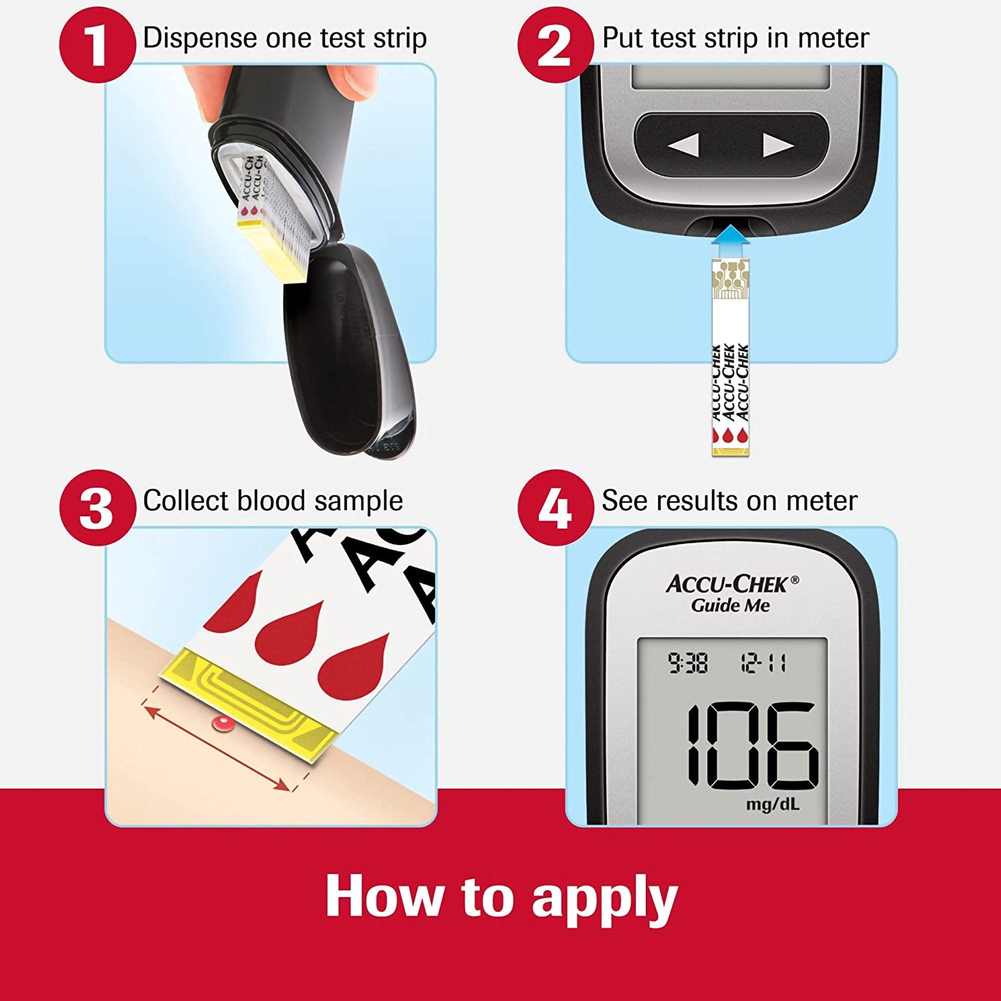 Blood Glucose Test Strips Accu-Chek 100 Strips per Pack