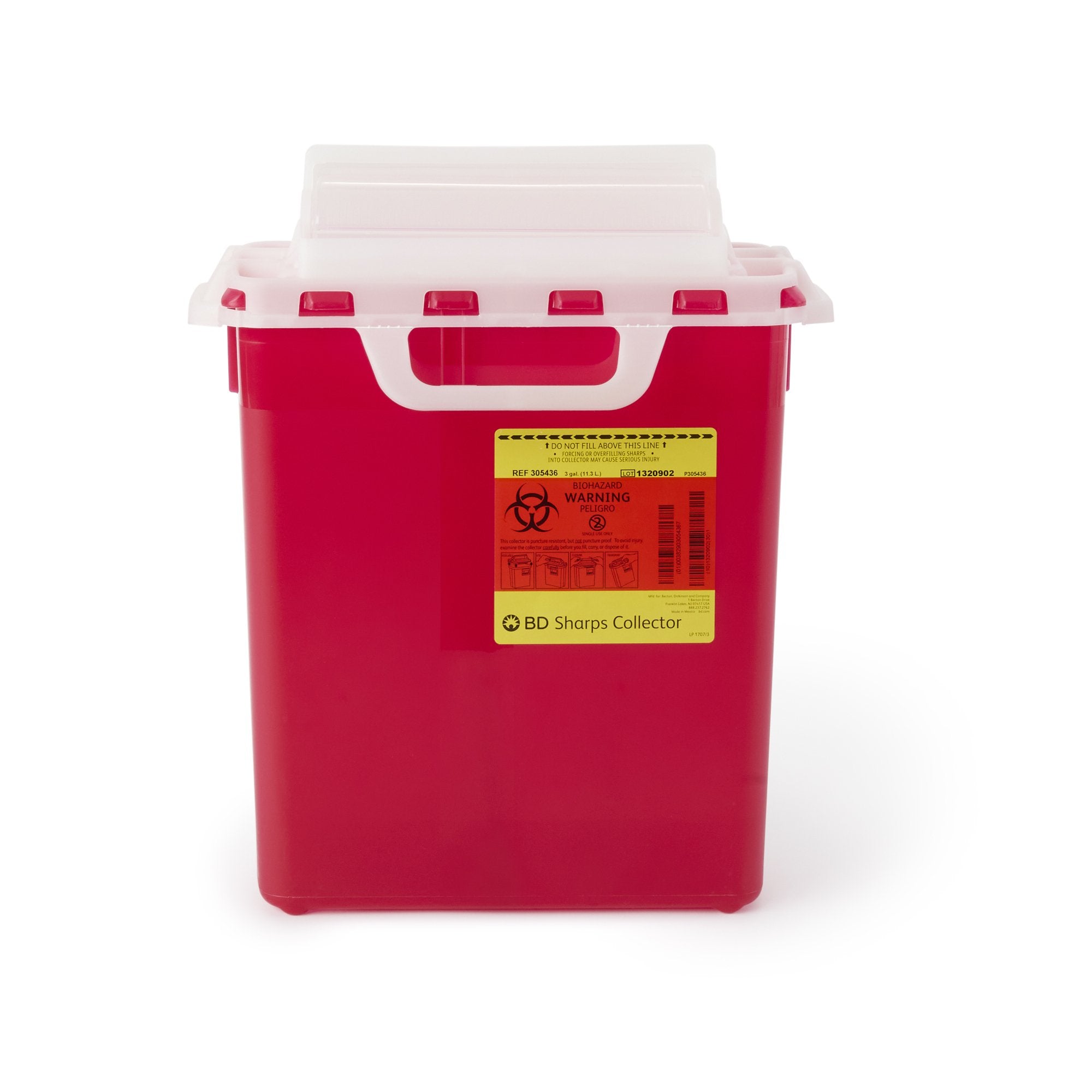 Sharps Container BD Red Base 16-3/5 H X 10-7/10 W X 6 D Inch Horizontal Entry 3 Gallon
