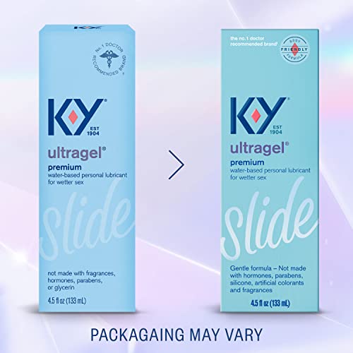 Water Based Lube K-Y UltraGel 4.5 fl oz Adult Toy Friendly Personal Lubricant for Couples, Men, Women, Pleasure Enhancer, pH Balanced, Paraben Free, Non-Sticky Non-Staining, Latex Condom Compatible