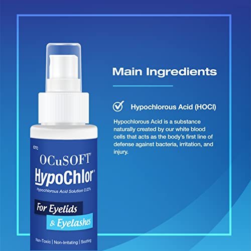 OCuSOFT Hypochlor Hypochlorous Acid Solution Spray 0.02% 59 Milliters, Eyelid Spray for Irritated Eyelids