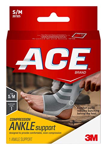 ACE Compression Ankle Support, Gray, 1 Count