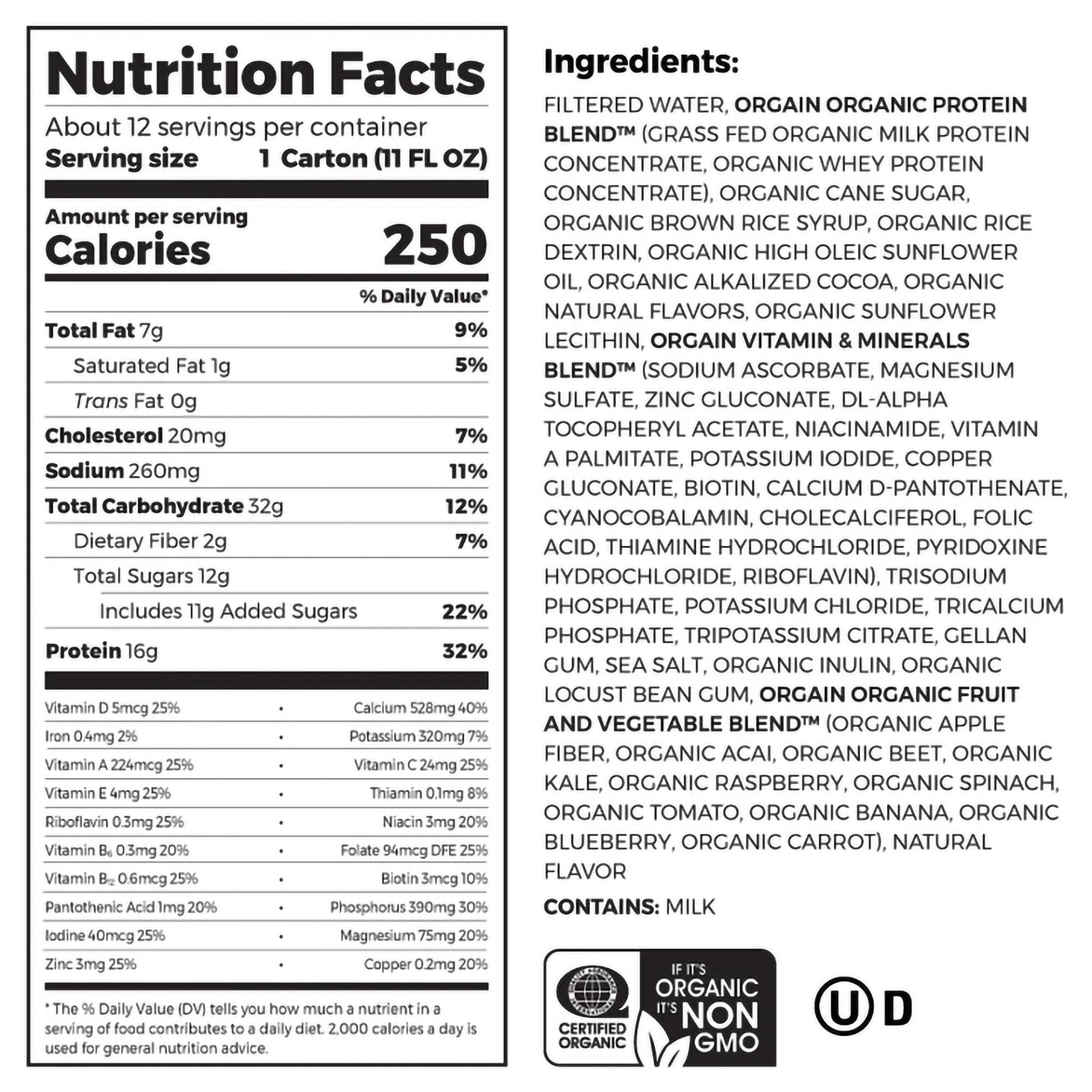 Oral Supplement Orgain Organic Nutritional Shake Creamy Chocolate Fudge Flavor Liquid 11 oz. Carton