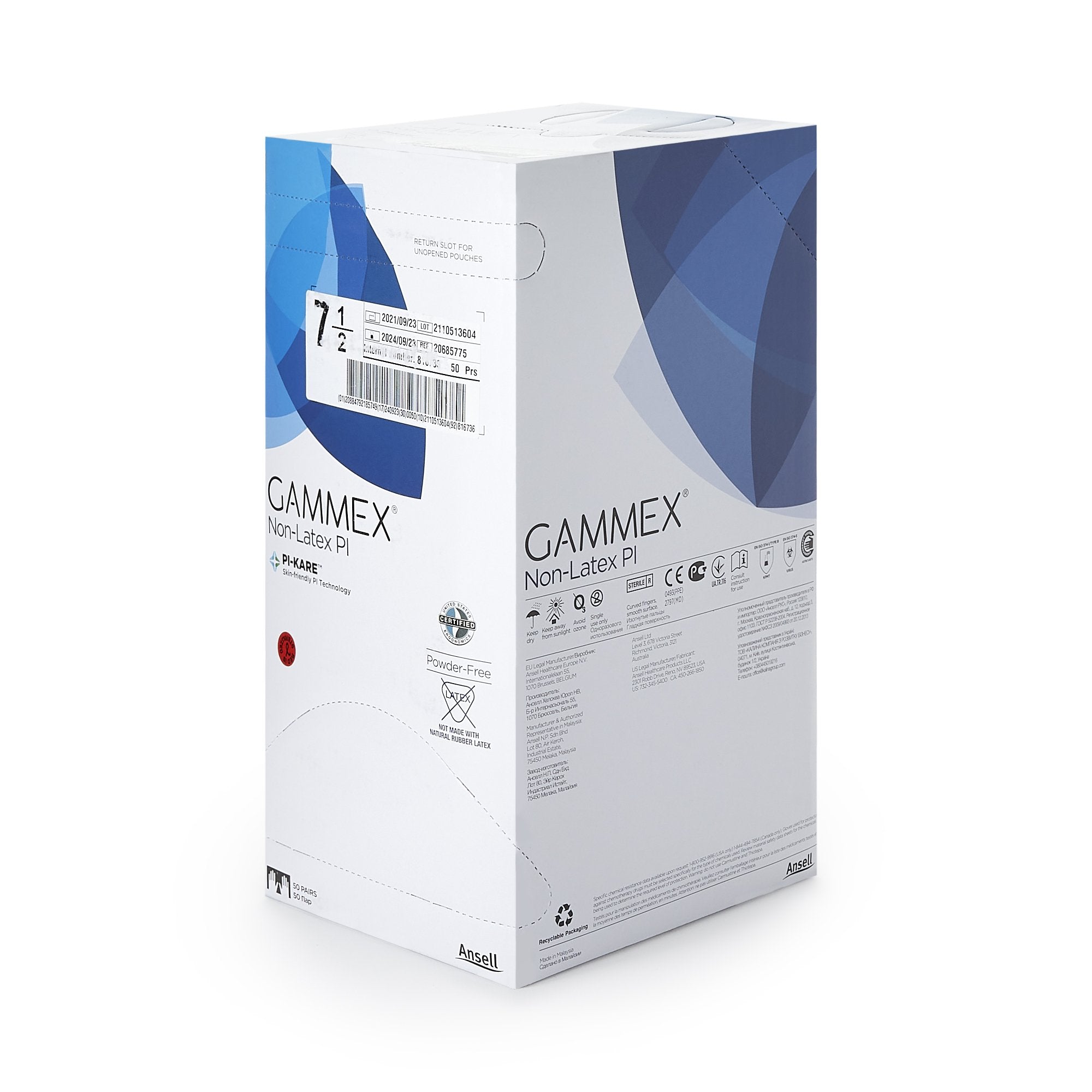 Surgical Glove GAMMEX Non-Latex PI Size 7.5 Sterile Polyisoprene Standard Cuff Length Micro-Textured White Chemo Tested