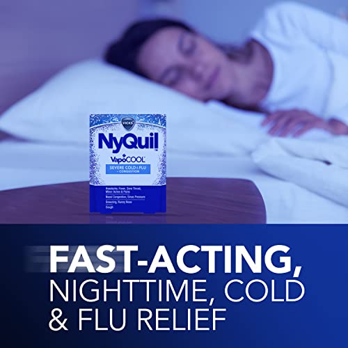 NyQuil SEVERE with Vicks VapoCOOL Cough, Cold & Flu Relief, 24 Caplets - Sore Throat, Fever, and Congestion Relief (Packaging May Vary)