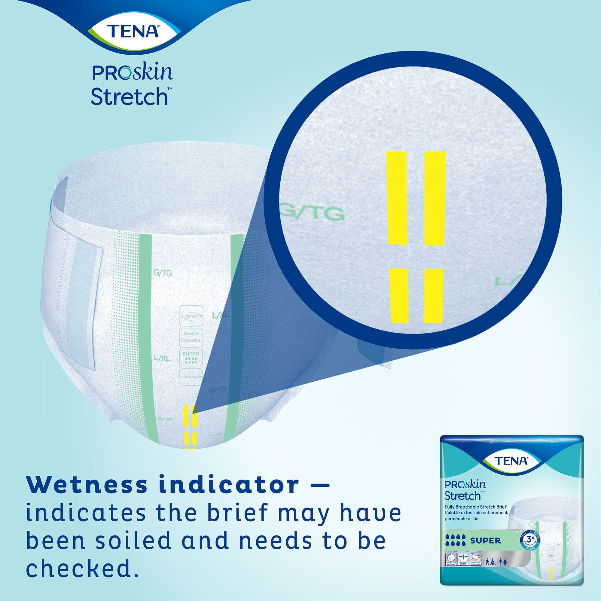 Unisex Adult Incontinence Brief TENA ProSkin Stretch Super Large / X-Large Disposable Heavy Absorbency