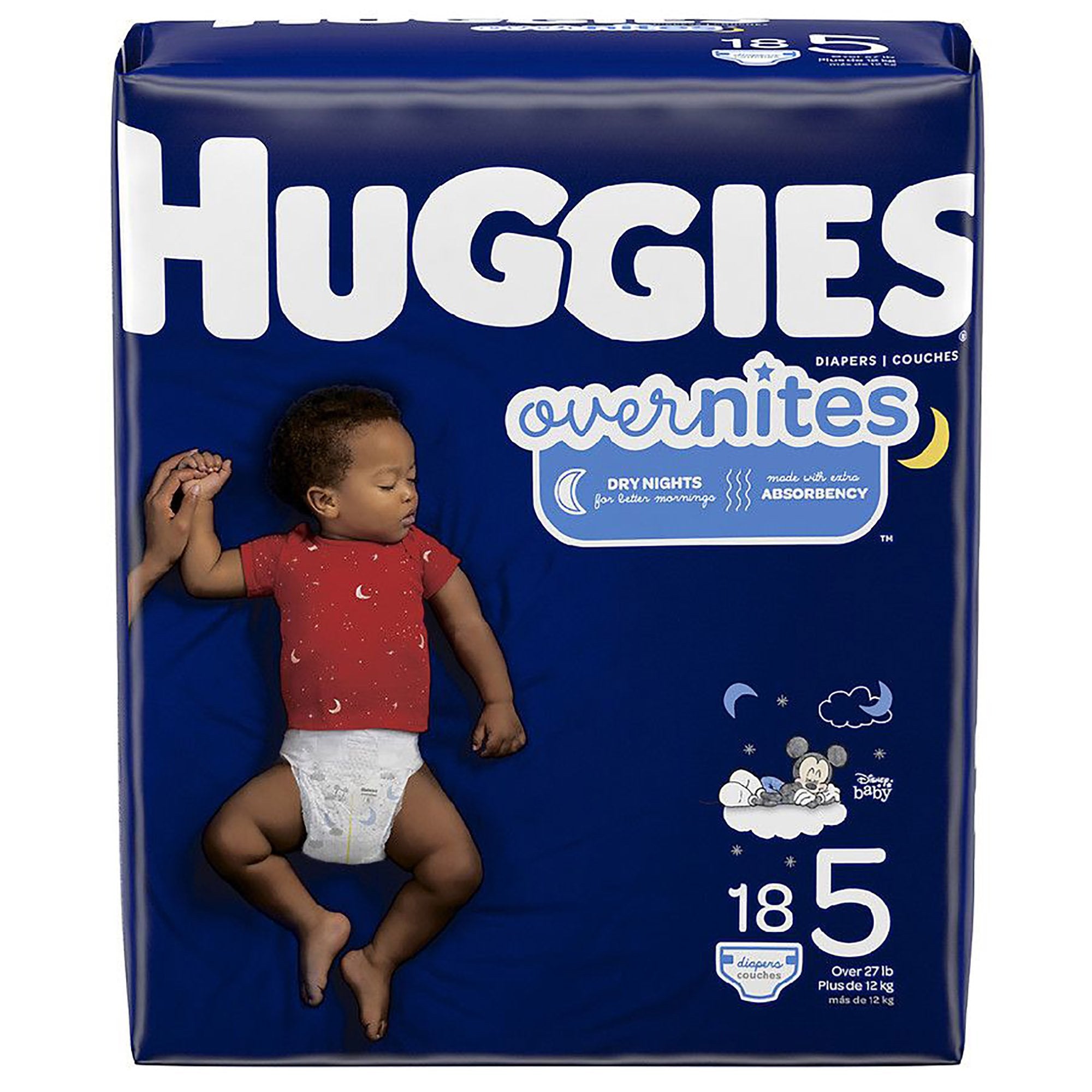 Unisex Baby Diaper Huggies Overnites Size 5 Disposable Heavy Absorbency