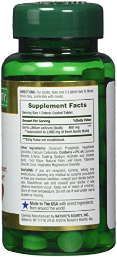 Nature's Bounty Garlic 2000mg, Tablets, 120 Count (Pack of 4)