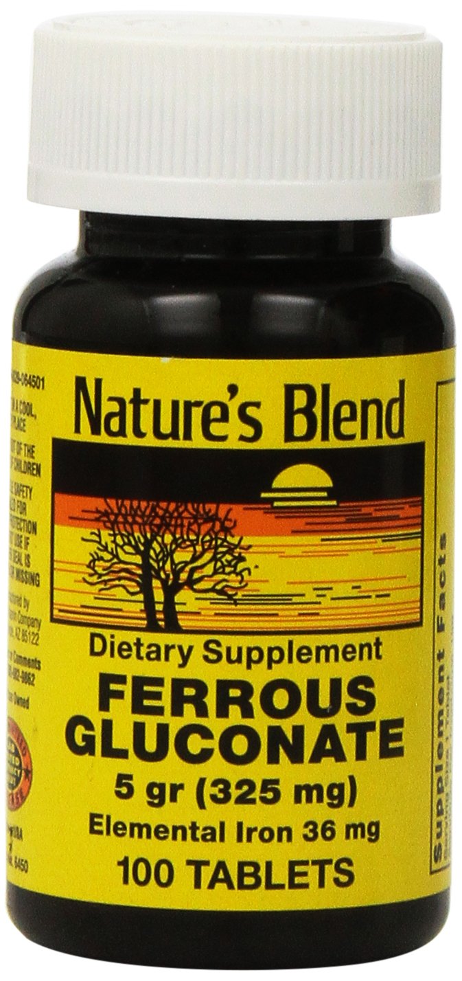 Nature's Blend Ferrous Gluconate Tablets, 100 Count