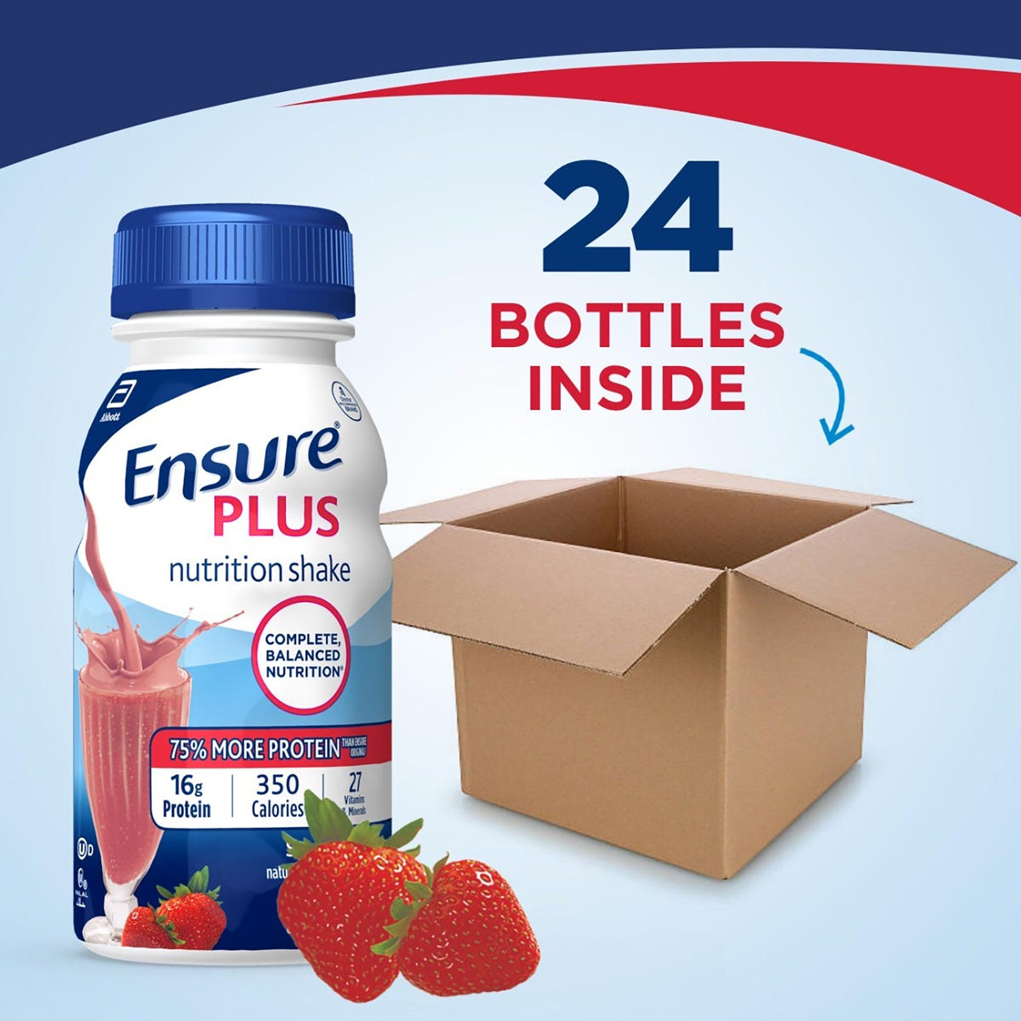 Oral Supplement Ensure Plus Nutrition Shake Strawberry Flavor Liquid 8 oz. Bottle