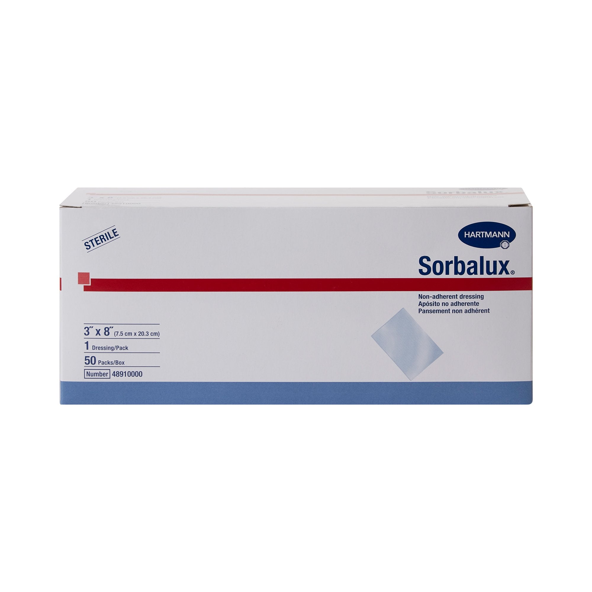 Non-Adherent Dressing Sorbalux Rayon / Polyester 3 X 8 Inch Sterile