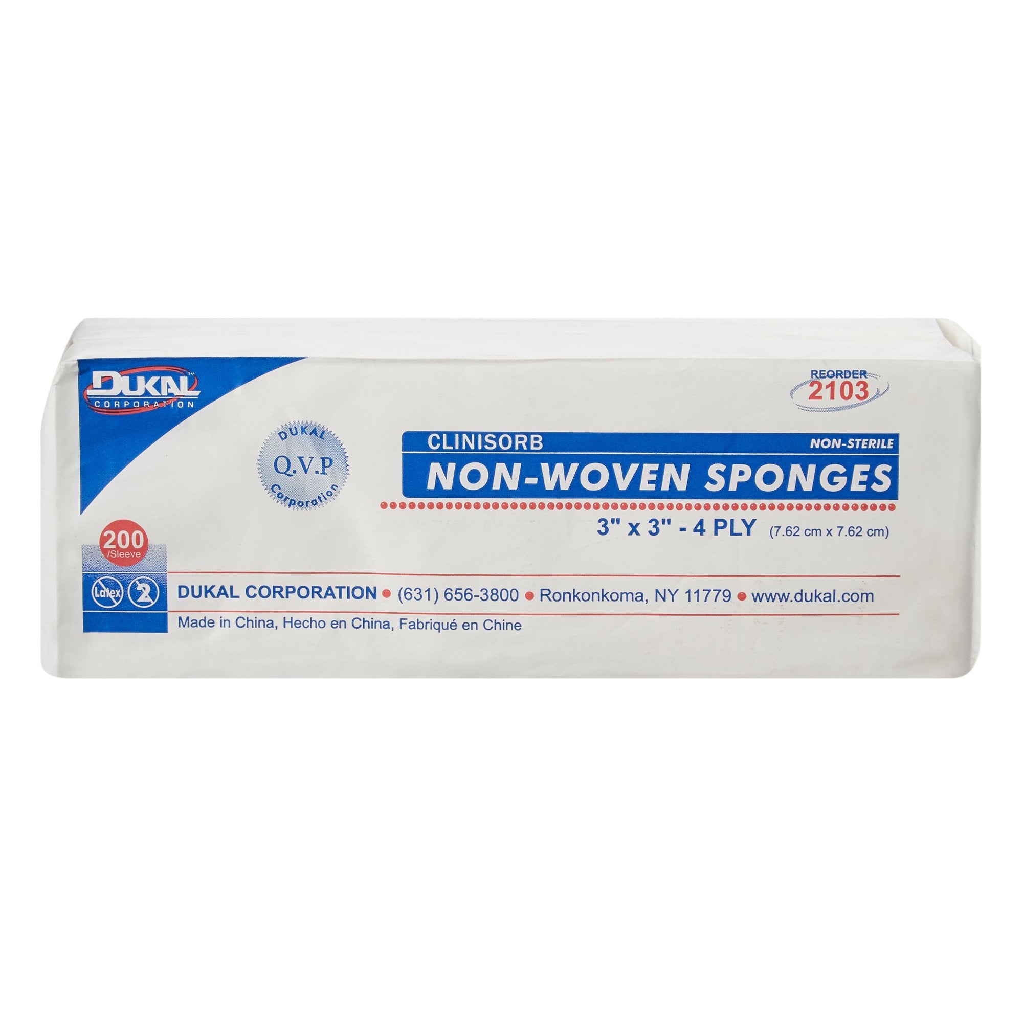 Nonwoven Sponge Clinisorb Polyester / Rayon 4-Ply 3 X 3 Inch Square NonSterile