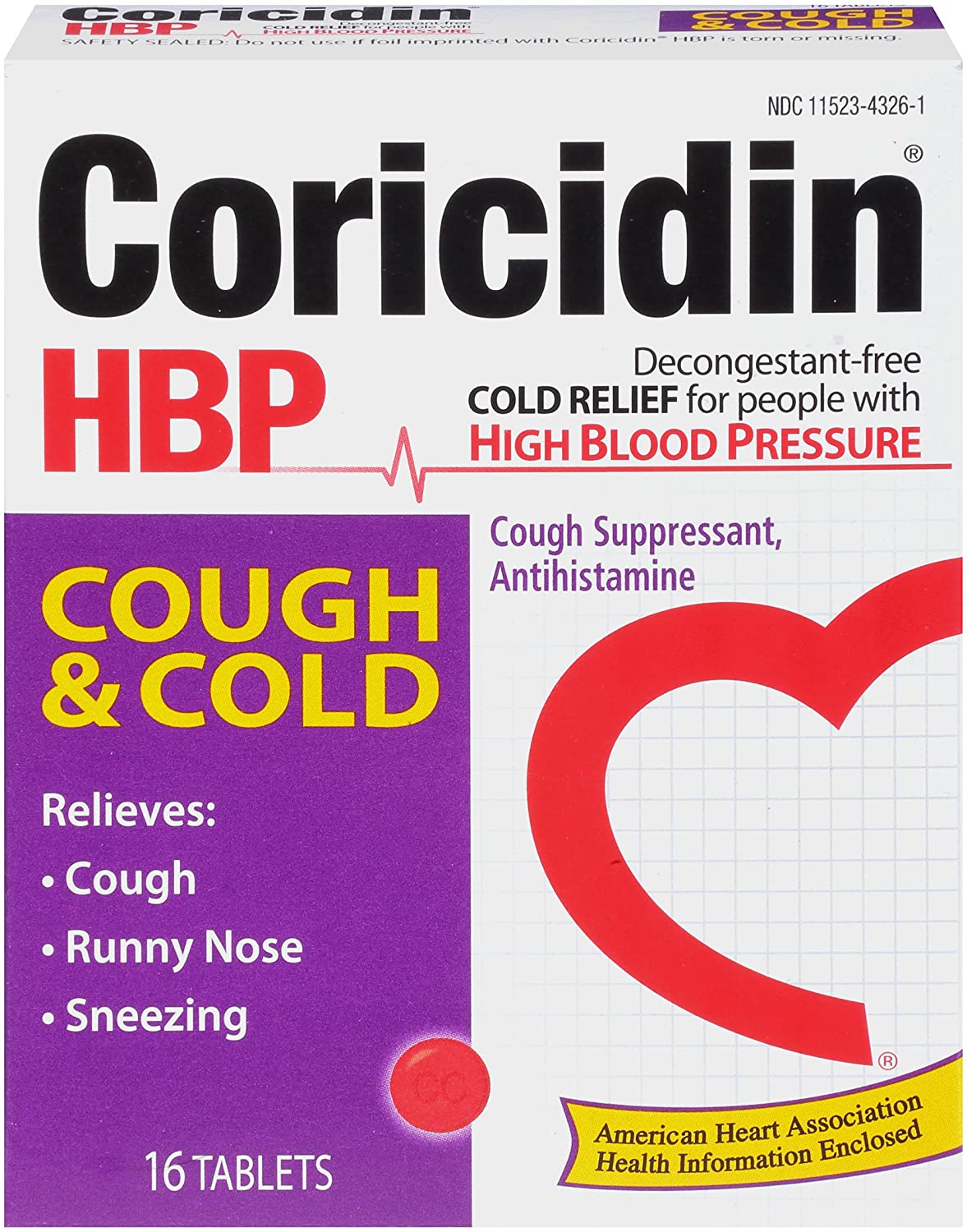 Coricidin HBP Cough And Cold Tablet - 16 Tablets