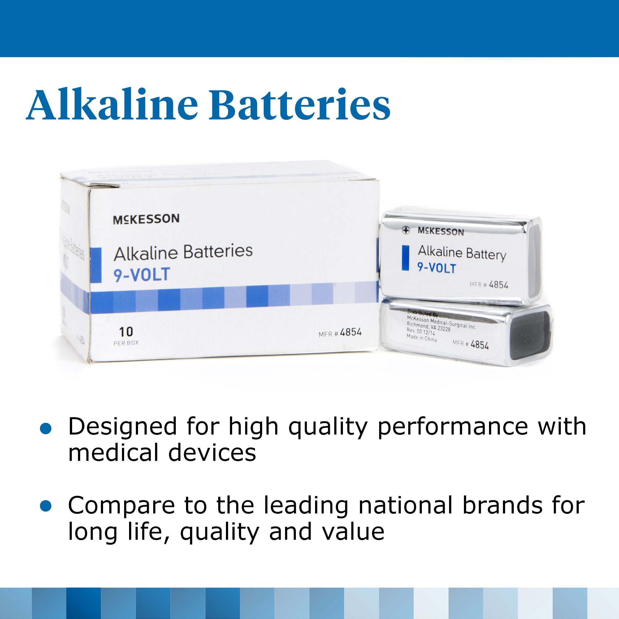 Alkaline Battery McKesson 9V Cell 9V Disposable 10 Pack