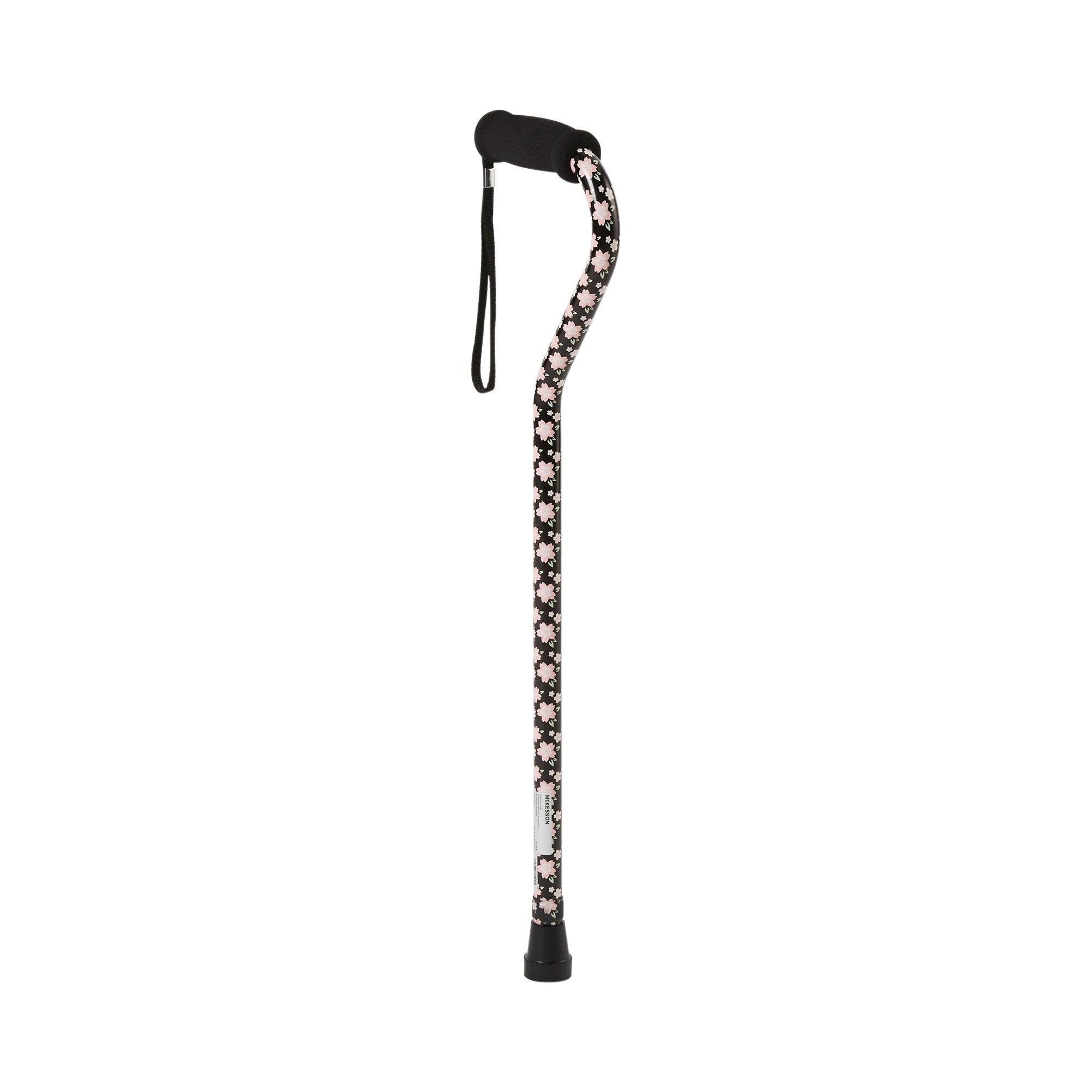 Offset Cane McKesson Aluminum 30 to 39 Inch Height Pink Floral