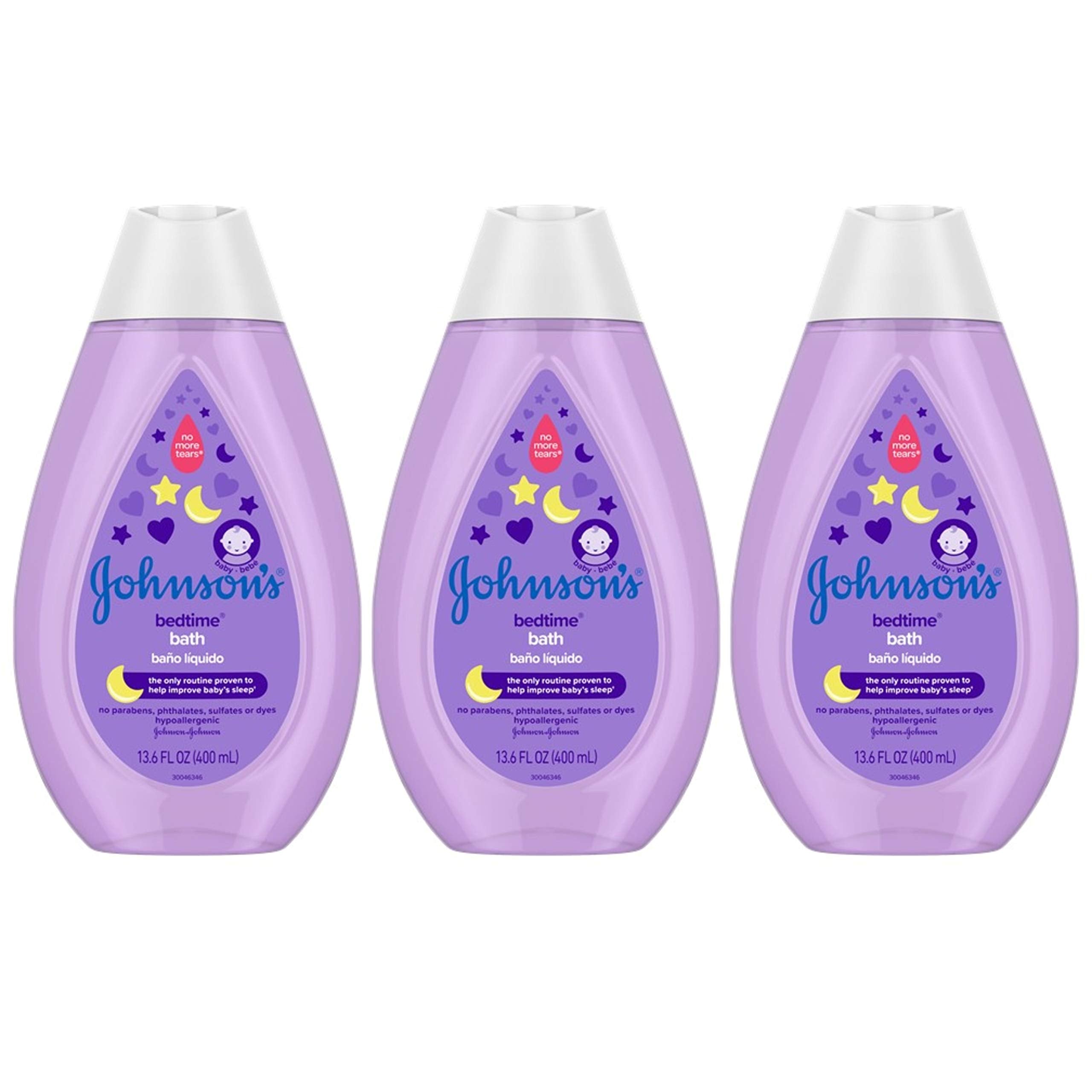 Johnson's Baby TearFree Bedtime Bath with Soothing NaturalCalm fl, Purple, Aromas, 13.6 Fl Oz (Pack of 3)